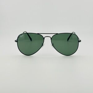 Ray-Ban Aviator Classic Sunglasses RB3025 Polished Black Frame with Green Lenses